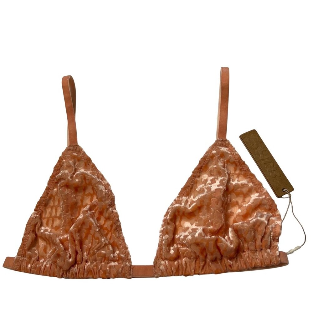 SKIMS Velvet Burnout‎ Logo Triangle Bralette Peach XS